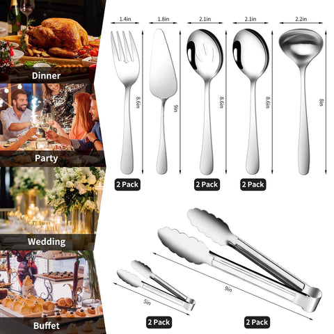 Gisly 12-Piece Serving Set: slotted spoons for draining and serving salads.