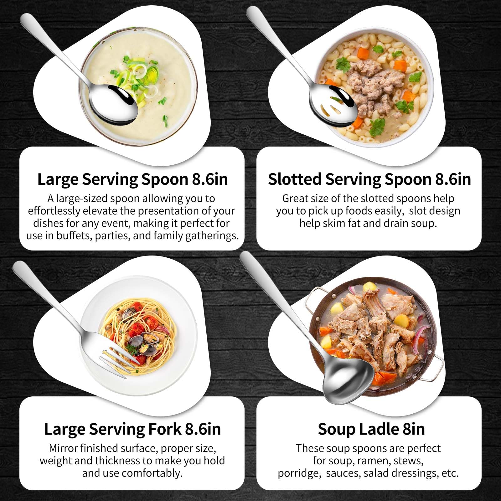 Gisly 12-Piece Serving Set: soup ladle for soups and stews.