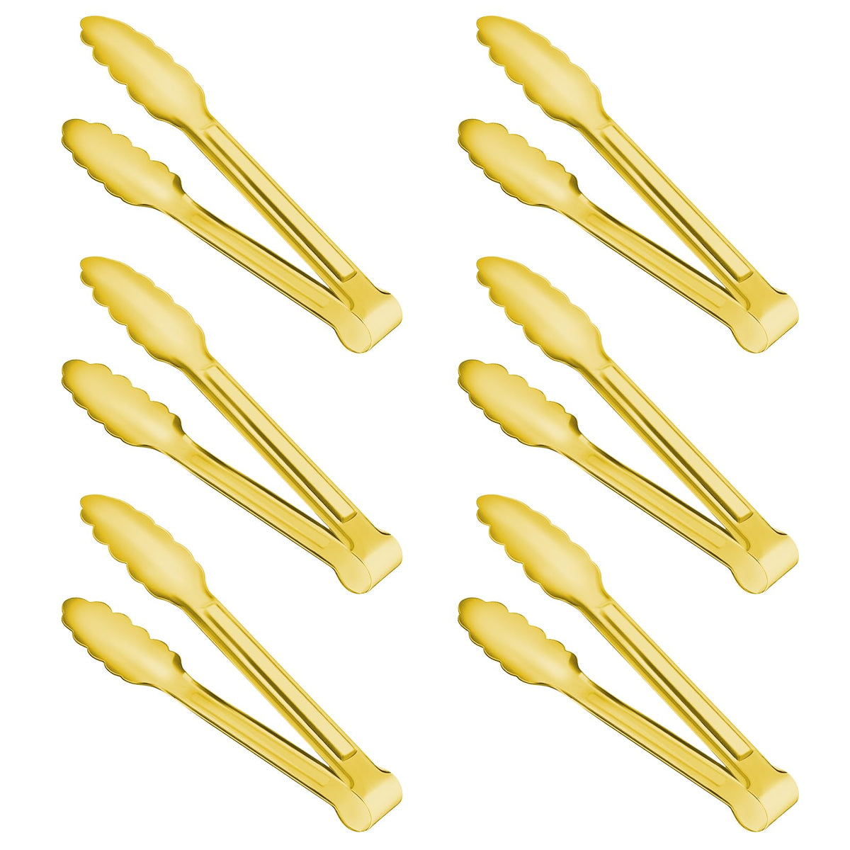 Gisly 6-piece gold serving tongs in stainless steel for elegant salads.