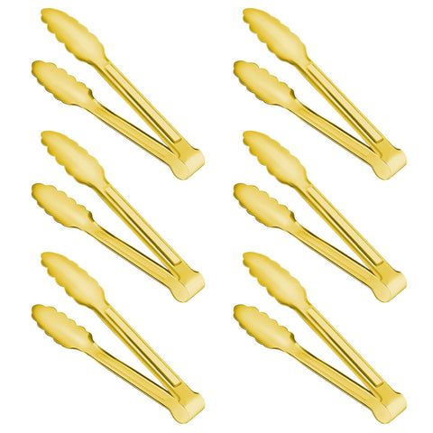 Gisly 6-piece gold serving tongs in stainless steel for elegant salads.