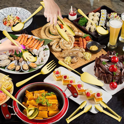 Gisly Gold appetizer tongs are perfect for hors d'oeuvres and bites.