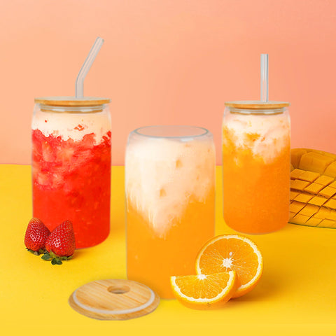 GIVAMEIHF classic glass tumbler with bamboo lid for everyday use