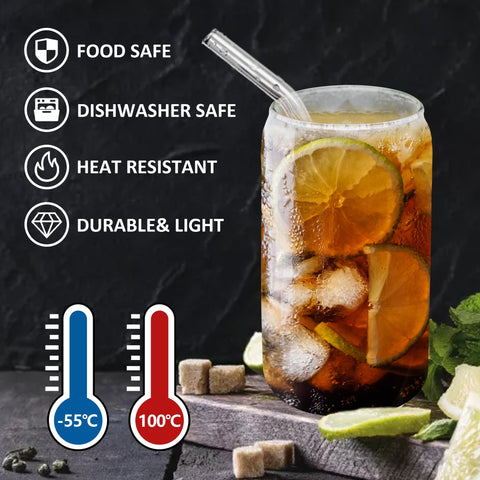 GIVAMEIHF 16oz glass tumbler with lid and straw for elegant table service