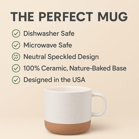 Givenne mug held in hand showing comfortable grip for tea