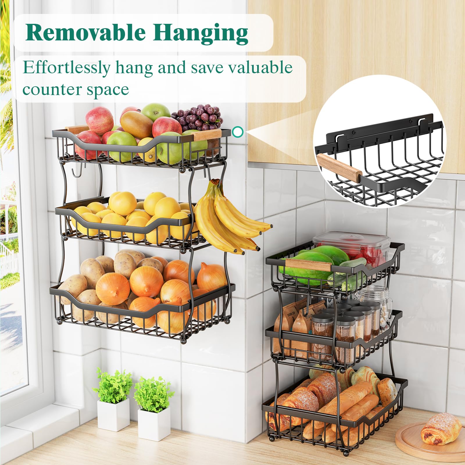 Giwil banana hooks provide easy access and extra storage.