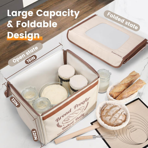 GIYUDOT bread proofing box interior with rack provides space for multiple dough batches.