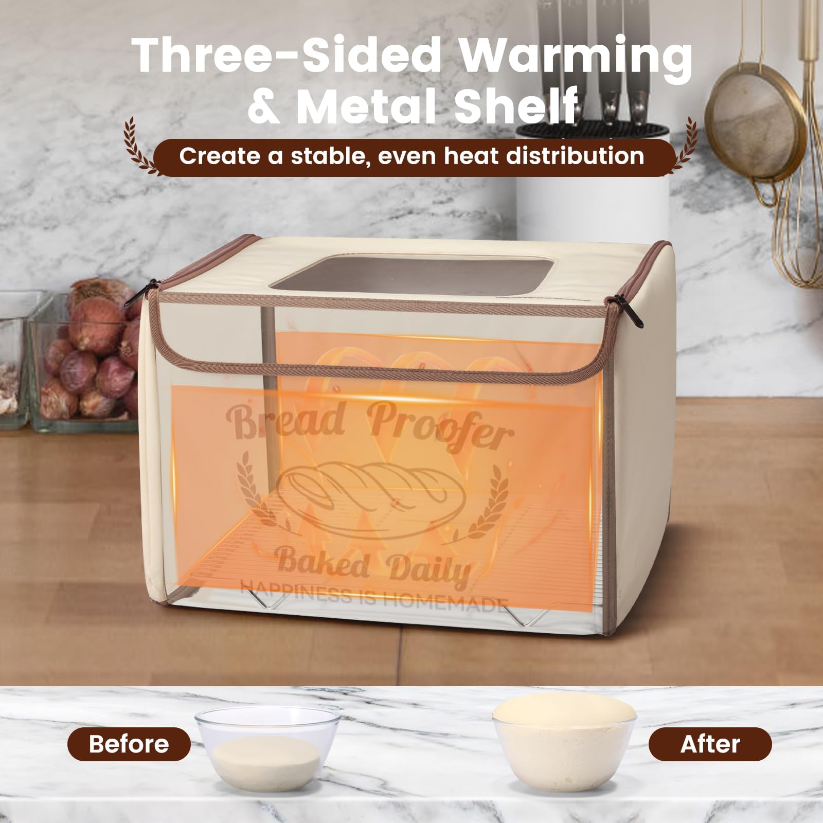 GIYUDOT bread proofing box lid-open shows easy access while preserving stable temperature.
