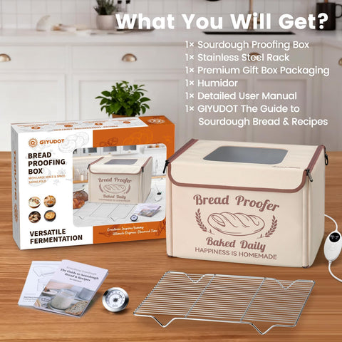 GIYUDOT bread proofing box stainless steel shelf supports even heat distribution.