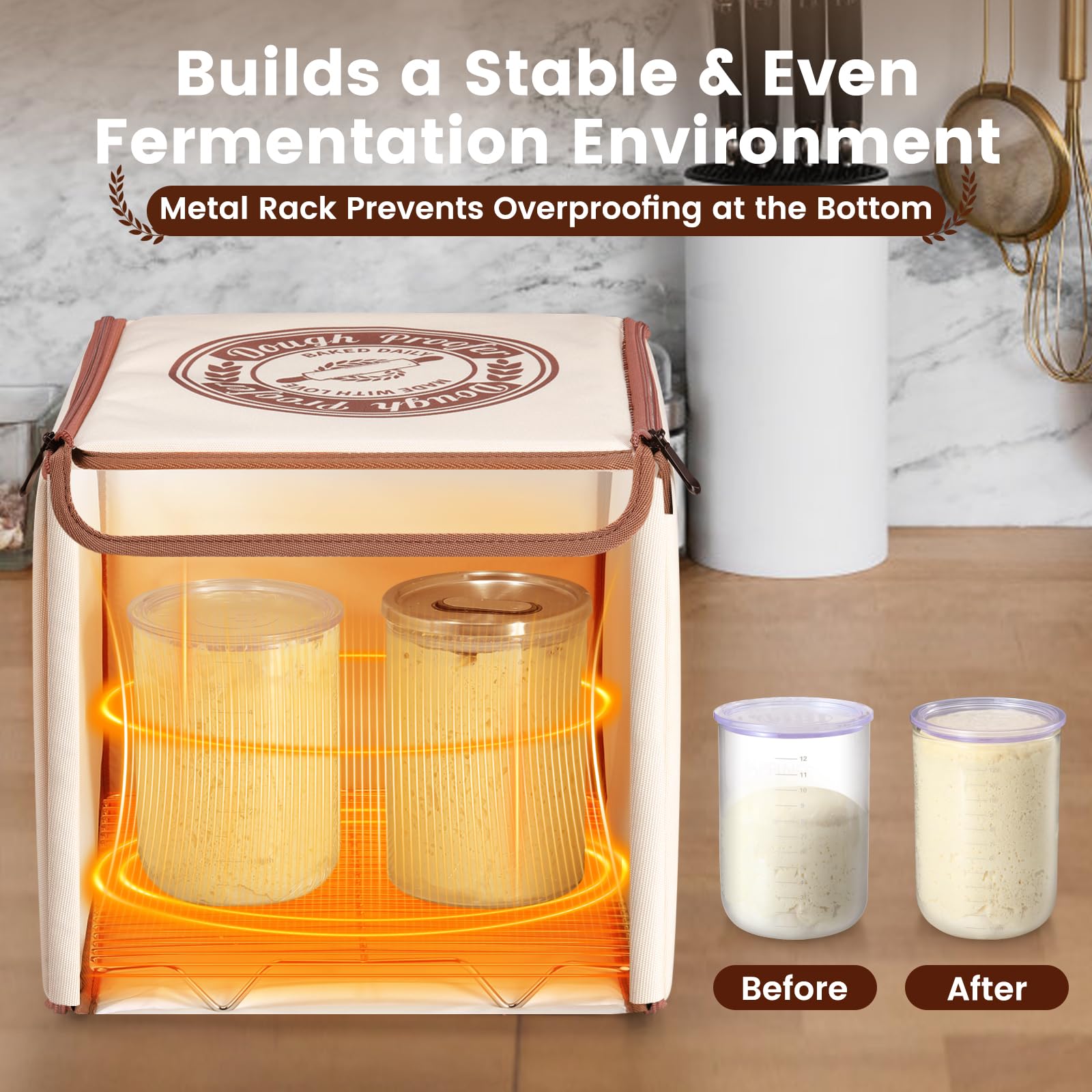 GIYUDOT foldable proofer, top view, ideal for compact storage in small kitchens