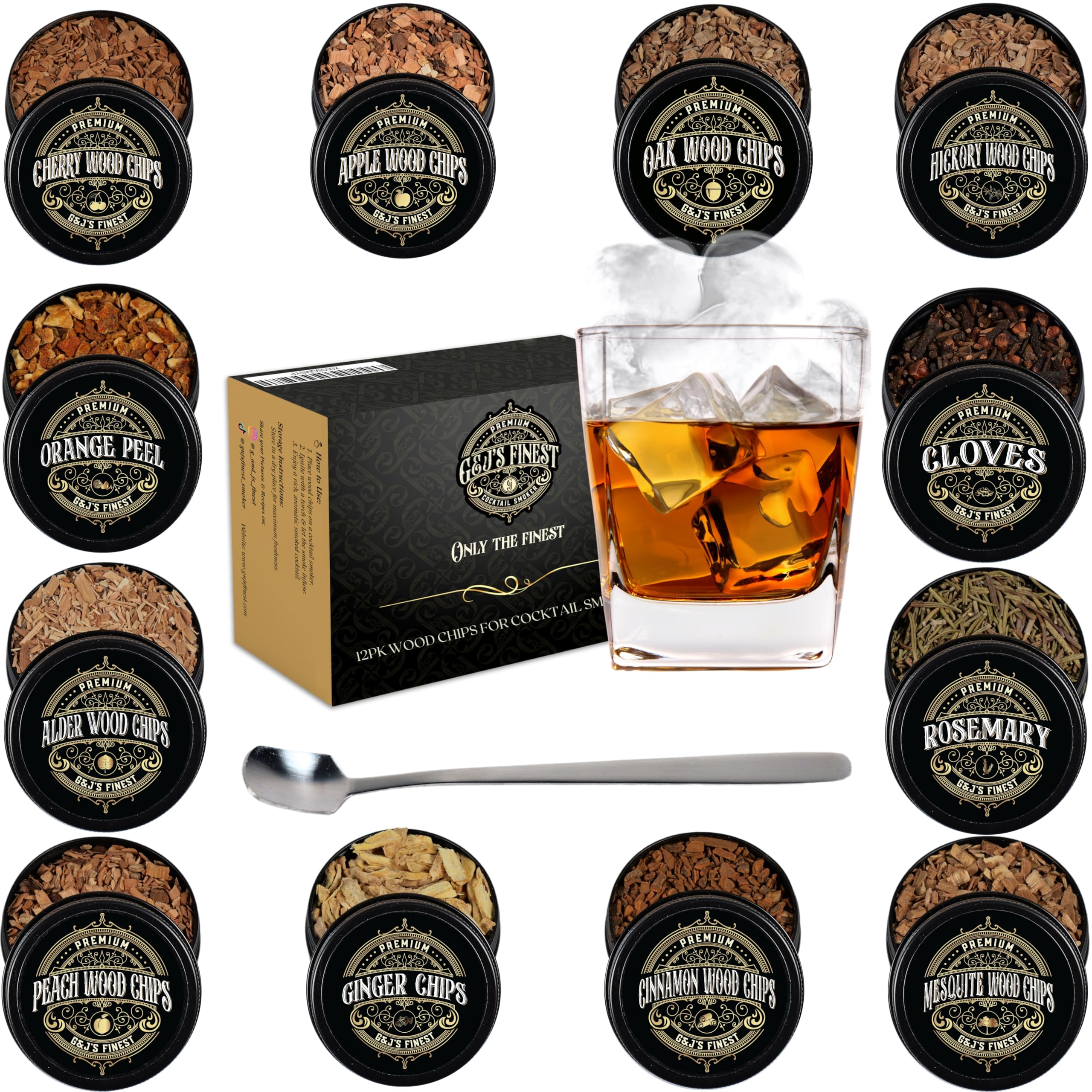 G & J's Finest cocktail smoker chips pour-ready aroma variety