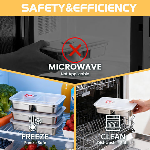 Gksuu durable dishwasher-safe stainless steel keeps meals organized and sustainable.