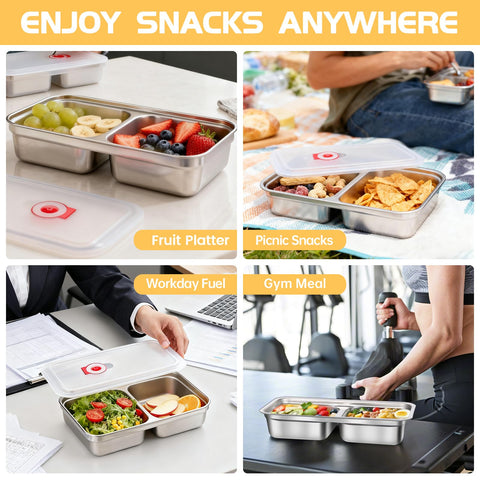 Gksuu 2-compartment containers prevent mix-ups between fruit and crackers.