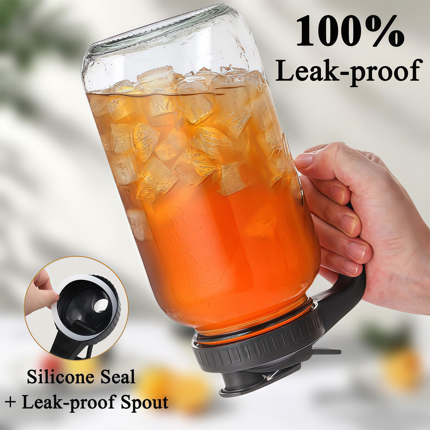 Glabotoil pour spout lid delivers smooth, drip-free pouring.