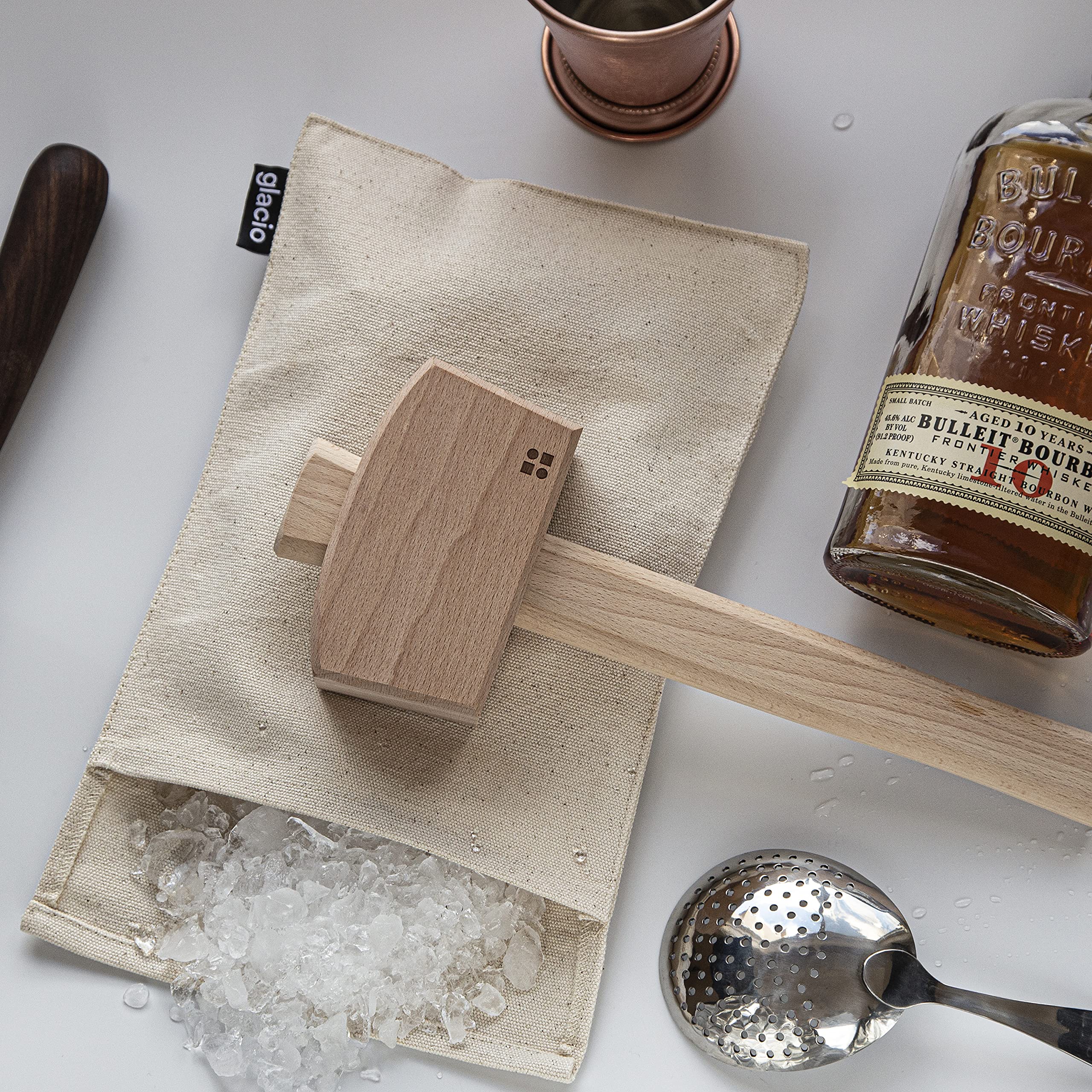 Glacio home-bar-kit on countertop illustrates a complete craft setup.
