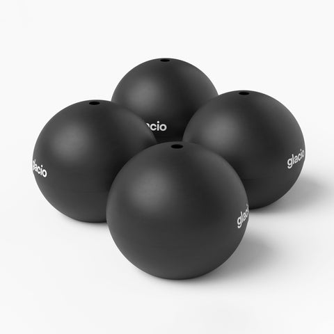 Glacio large 2.5-inch ice ball in glass for slow chilling.
