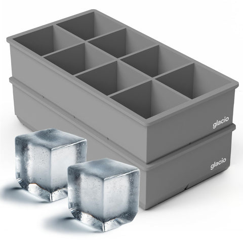 Glacio large square ice cube molds create eight giant cubes for slow cooling.