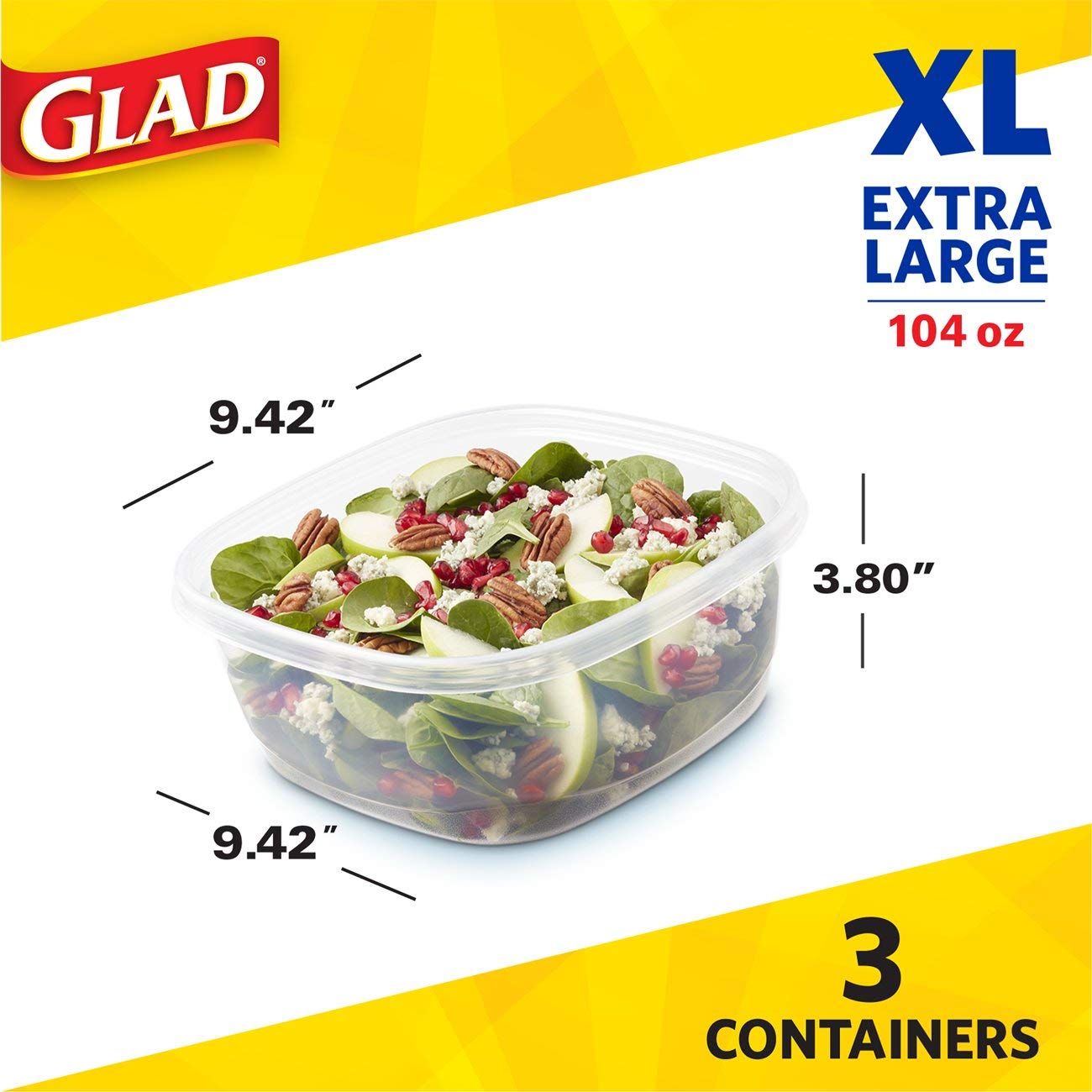 Glad 13-cup capacity container for roomy meal storage