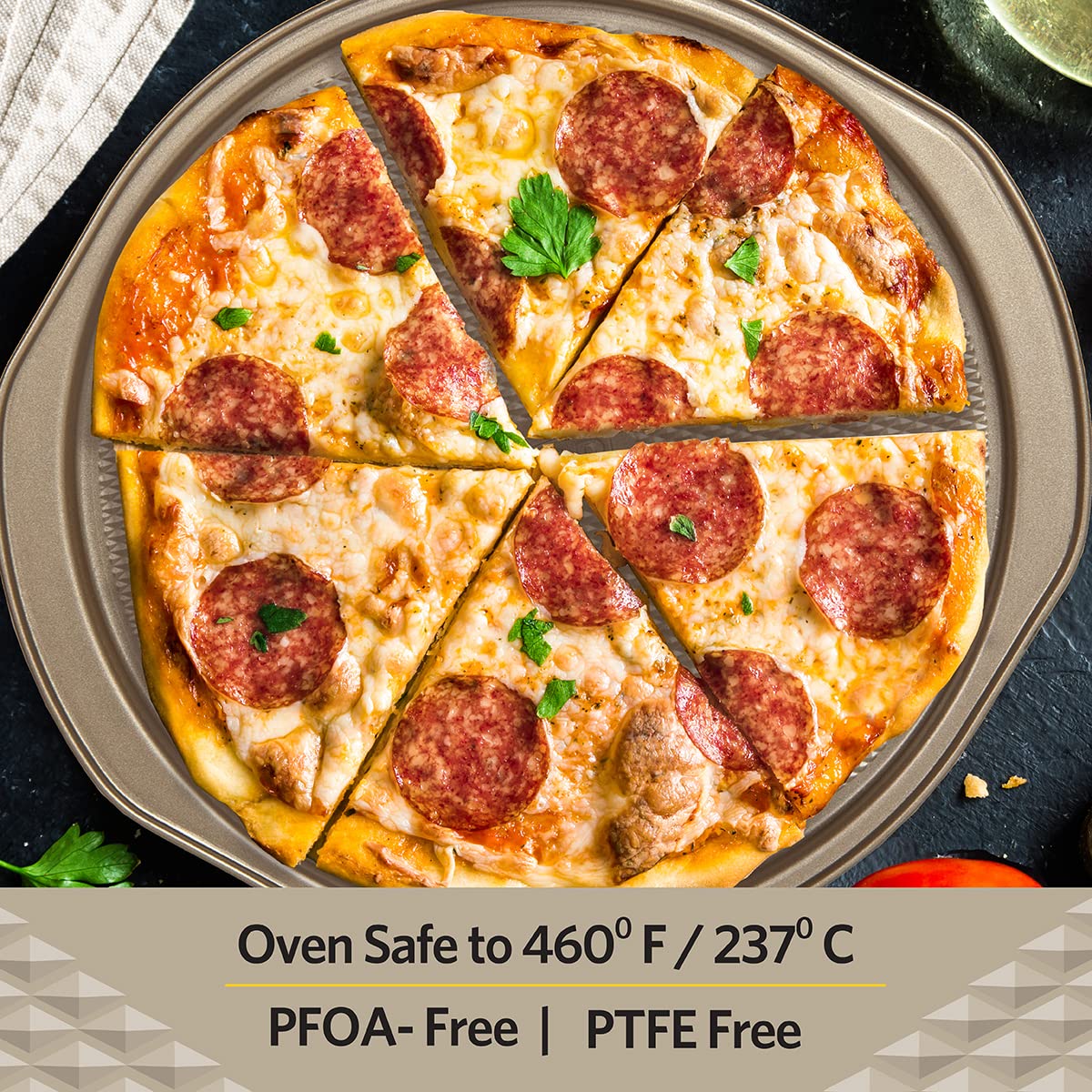 Glad pizza pan with nonstick coating for easy release and quick cleanup