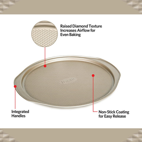 Glad pizza pan raised diamond texture promoting even baking across the crust