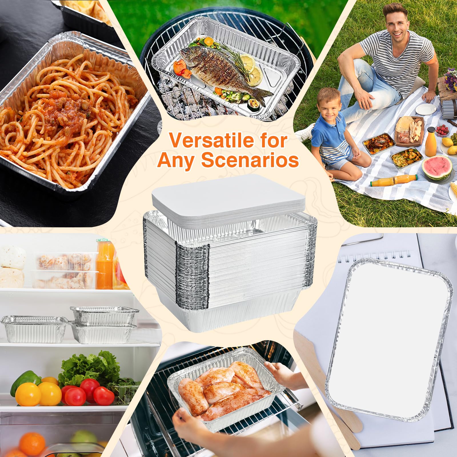 Takeout-ready Gladify pans shown in a catering setup