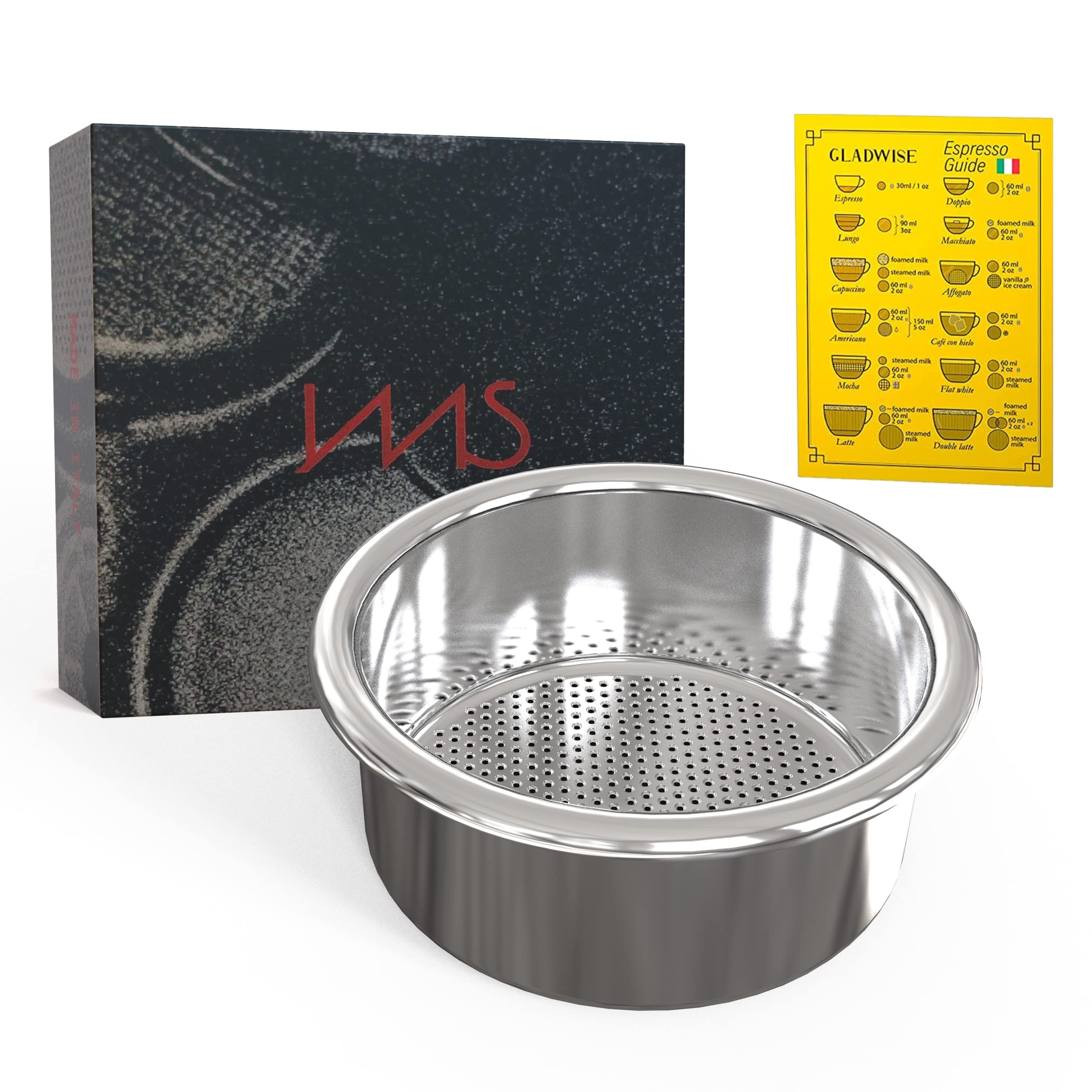 Gladwise IMS 54mm basket fits 53-54mm tamper for Breville or Sage