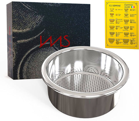 Gladwise IMS 54mm basket for Breville, top view shows precise portafilter fit