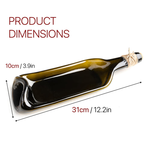 Glasiko World melted wine bottle tray handle close-up, easy serving with a comfortable grip.
