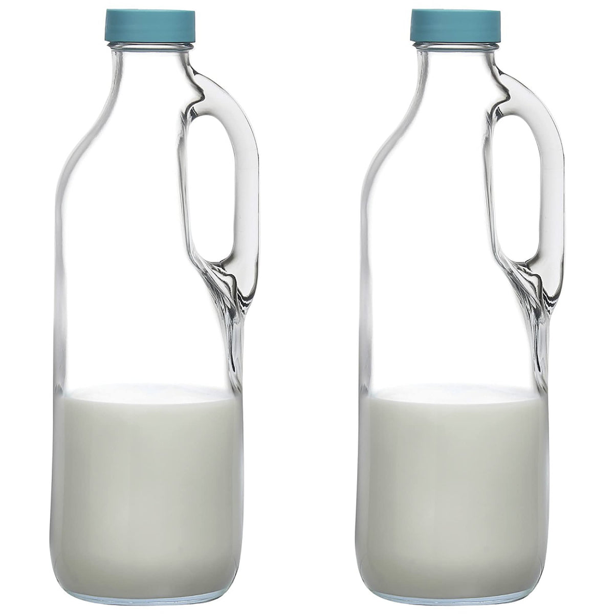 GLASS MONGER 2pc 47oz pitcher clear with handle and lid for easy daily pours