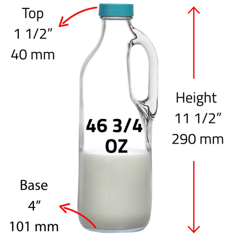 GLASS MONGER 2pc 47oz pitcher side view shows sturdy grip