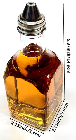 Glass Oil and Vinegar Dispenser Set two square bottles with drip-free pour spouts
