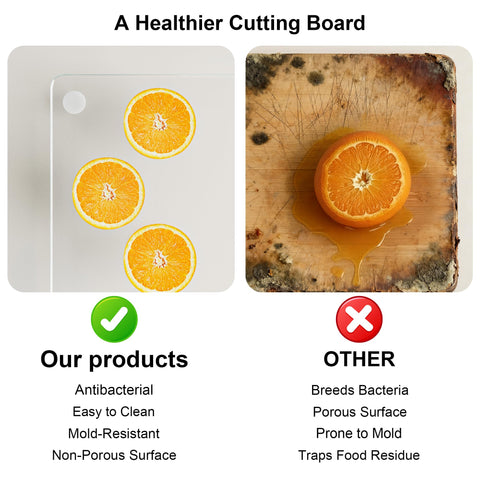 GlassCuisine non slip surface prevents sliding during chopping tasks.