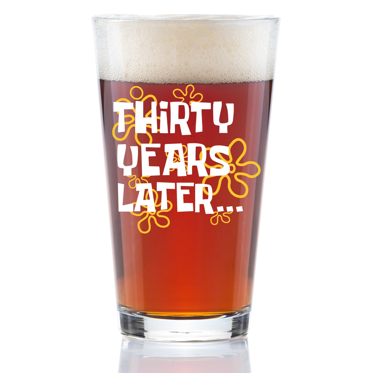 Glassicle 30 Years Later pint glass front view for nostalgic beer moments