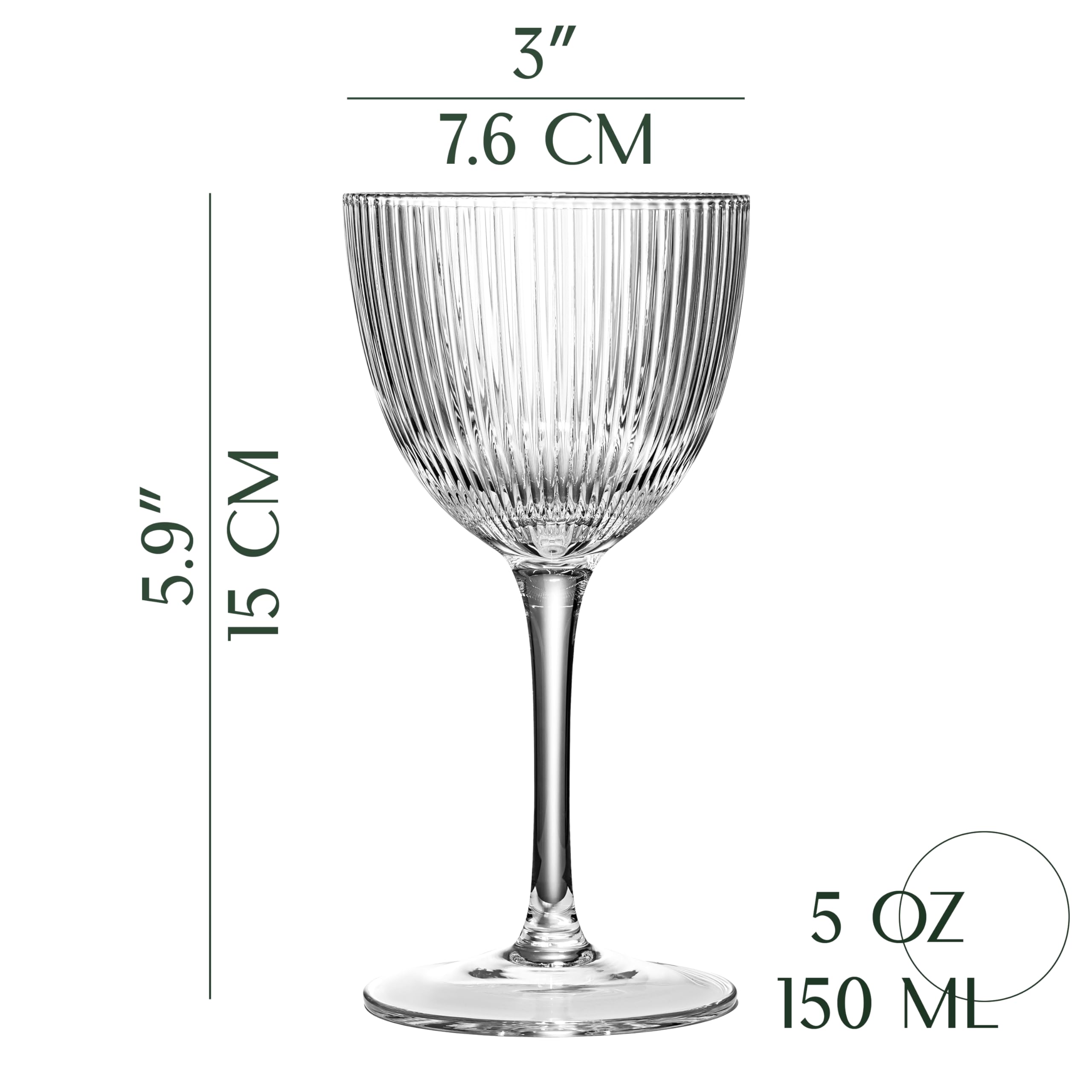 GLASSIQUE CADEAU Art Deco ribbed coupe glass for stylish entertaining.