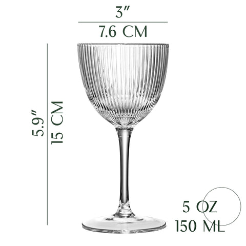 GLASSIQUE CADEAU Art Deco ribbed coupe glass for stylish entertaining.