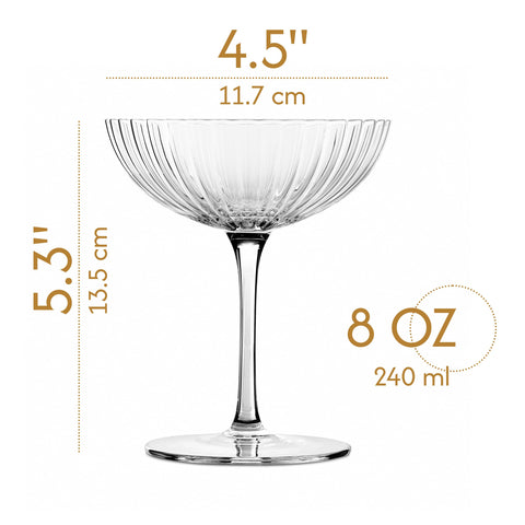 GLASSIQUE CADEAU Venus Seashell Coupe Glasses beside espresso martini for after-dinner ritual