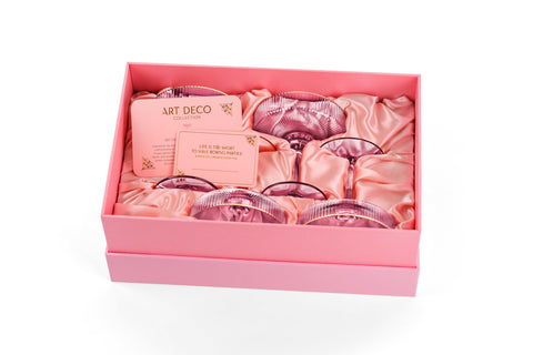 GLASSIQUE CADEAU protective storage cloth box for delicate coupe glasses.