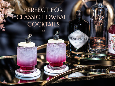 GLASSIQUE CADEAU vintage ribbed lowball glass offers elegant grip and cool drink experience