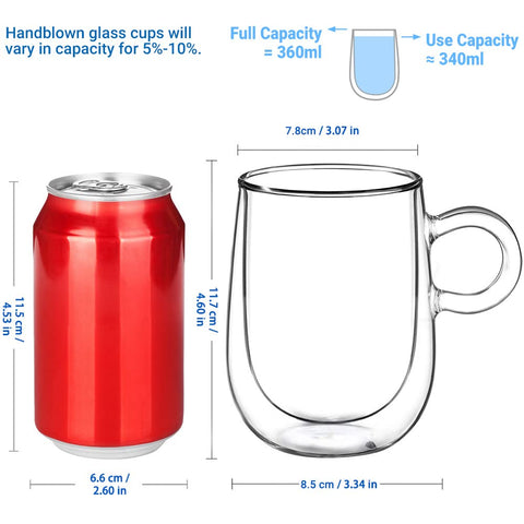 Glastal coffee mug close-up highlighting light, clear hand-blown borosilicate glass.
