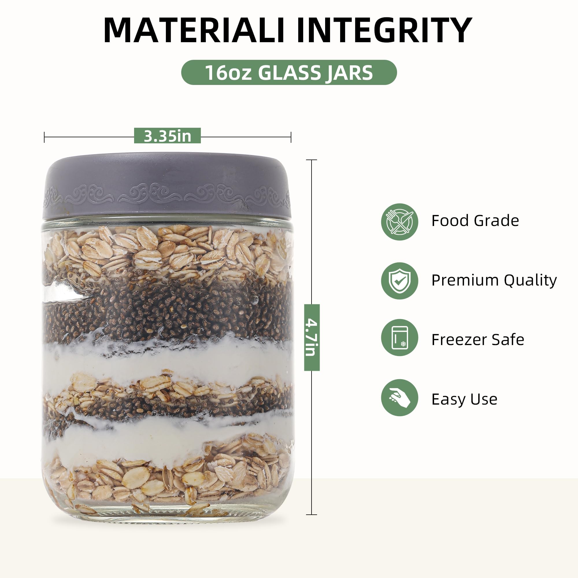 GLATABAM stackable mason jar with stylish lid, space-saving design