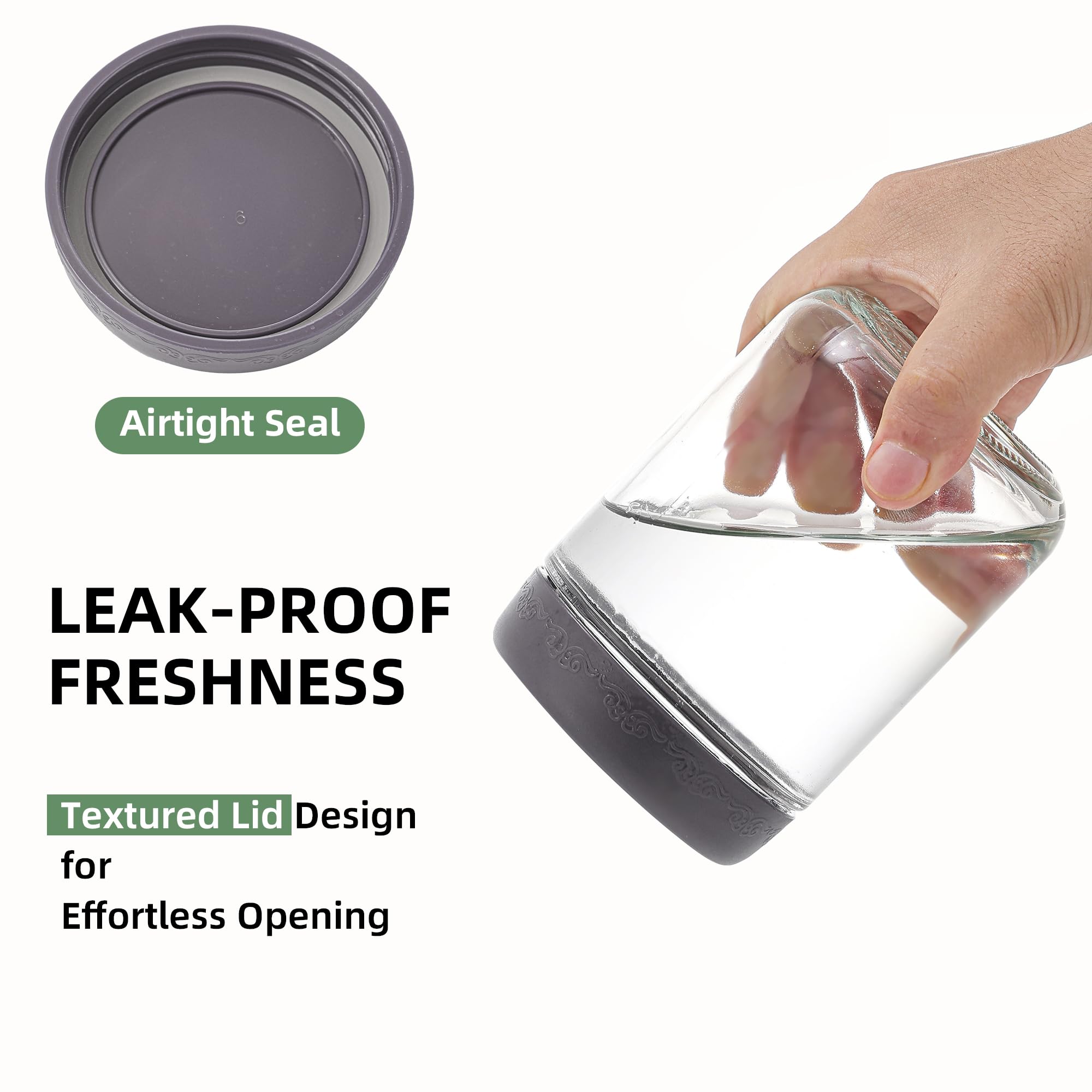 GLATABAM wide-mouth glass jar, freezer-safe for meal prep
