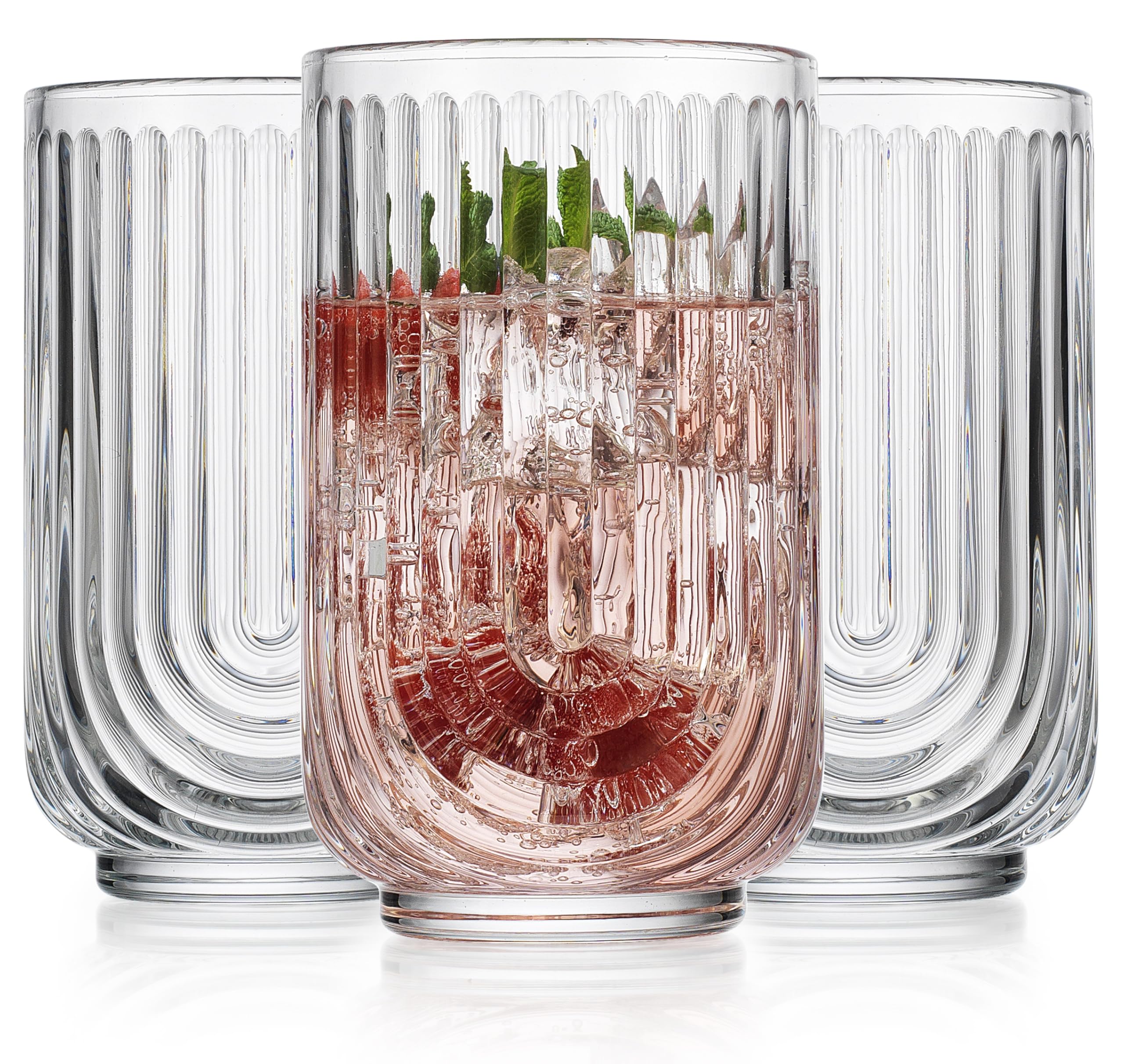 Glaver's arch-design 17oz highball glass ideal for cocktails with ice and garnishes.