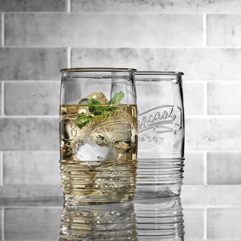 Glaver's clear cylindrical tumbler enhances casual and formal dining.