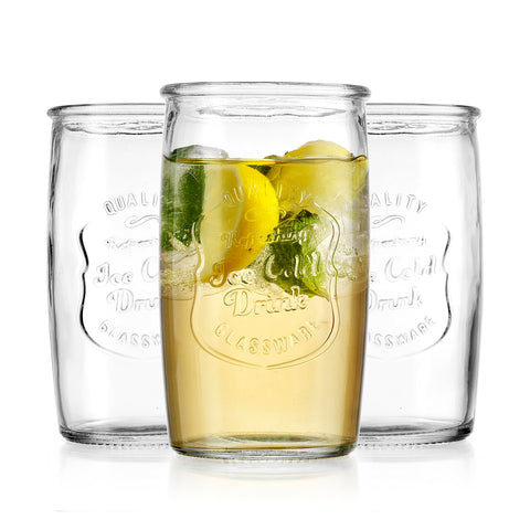 Clear glass showcases beverage colors and presentation.