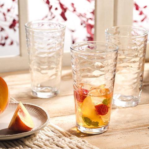 Glaver's highball glasses 17oz capacity ideal for lemonade or cocktails.