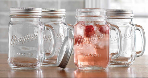Glaver's mason jar mug clear glass highlights beverage color.