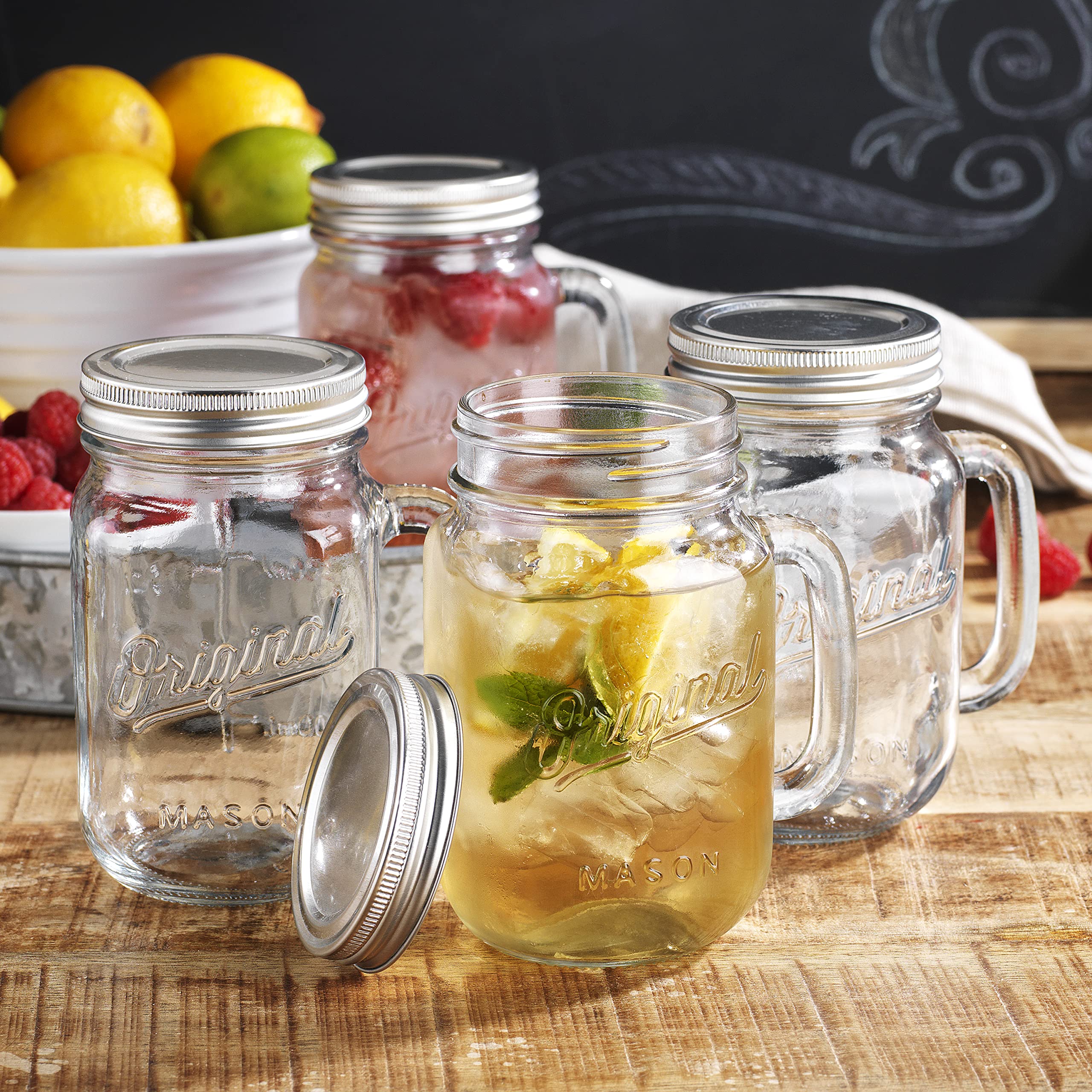 Close-up of Glaver's mason jar mug lid, highlighting secure screw-on design.