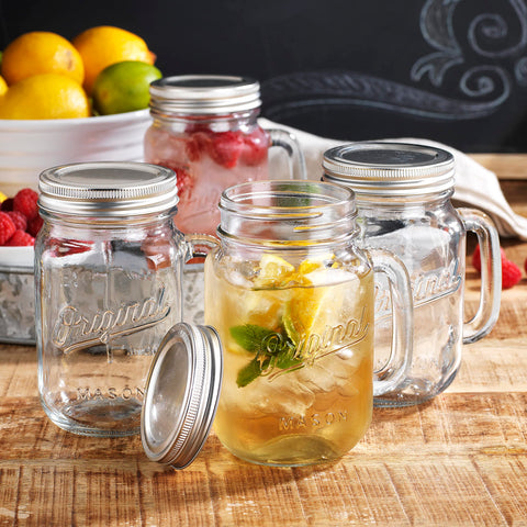 Close-up of Glaver's mason jar mug lid, highlighting secure screw-on design.