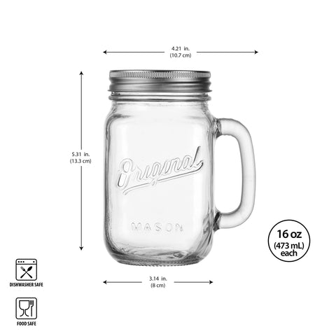Glaver's mason jar mug mouth wide for easy filling with fruit and tea.
