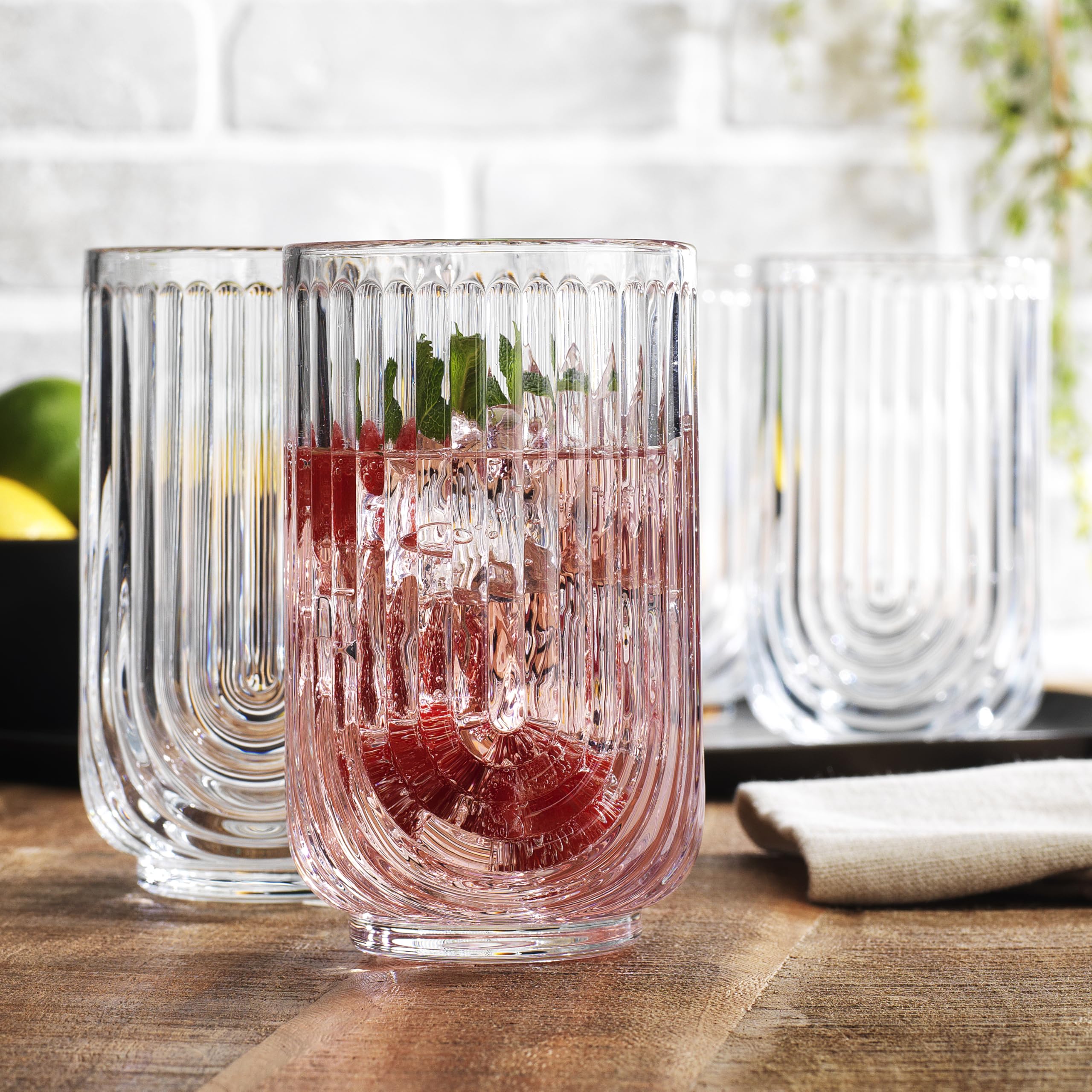 Glaver's arch design tumbler with ribbed texture enhances everyday dinner table