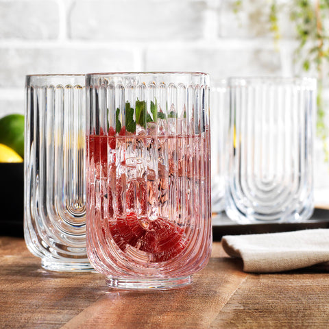 Glaver's arch design tumbler with ribbed texture enhances everyday dinner table
